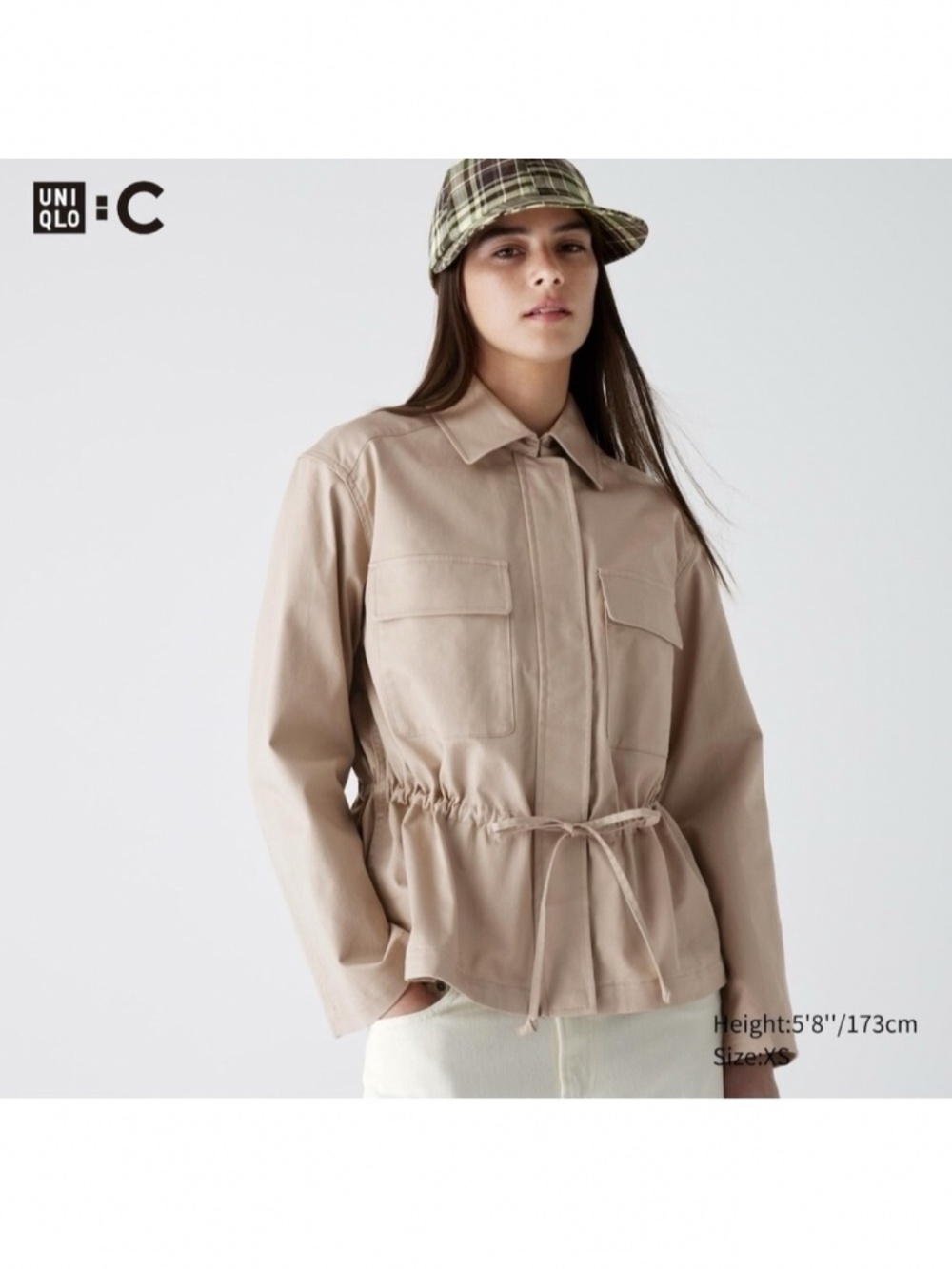 Uniqlo Drawstring Jacket.  Beige. Size S